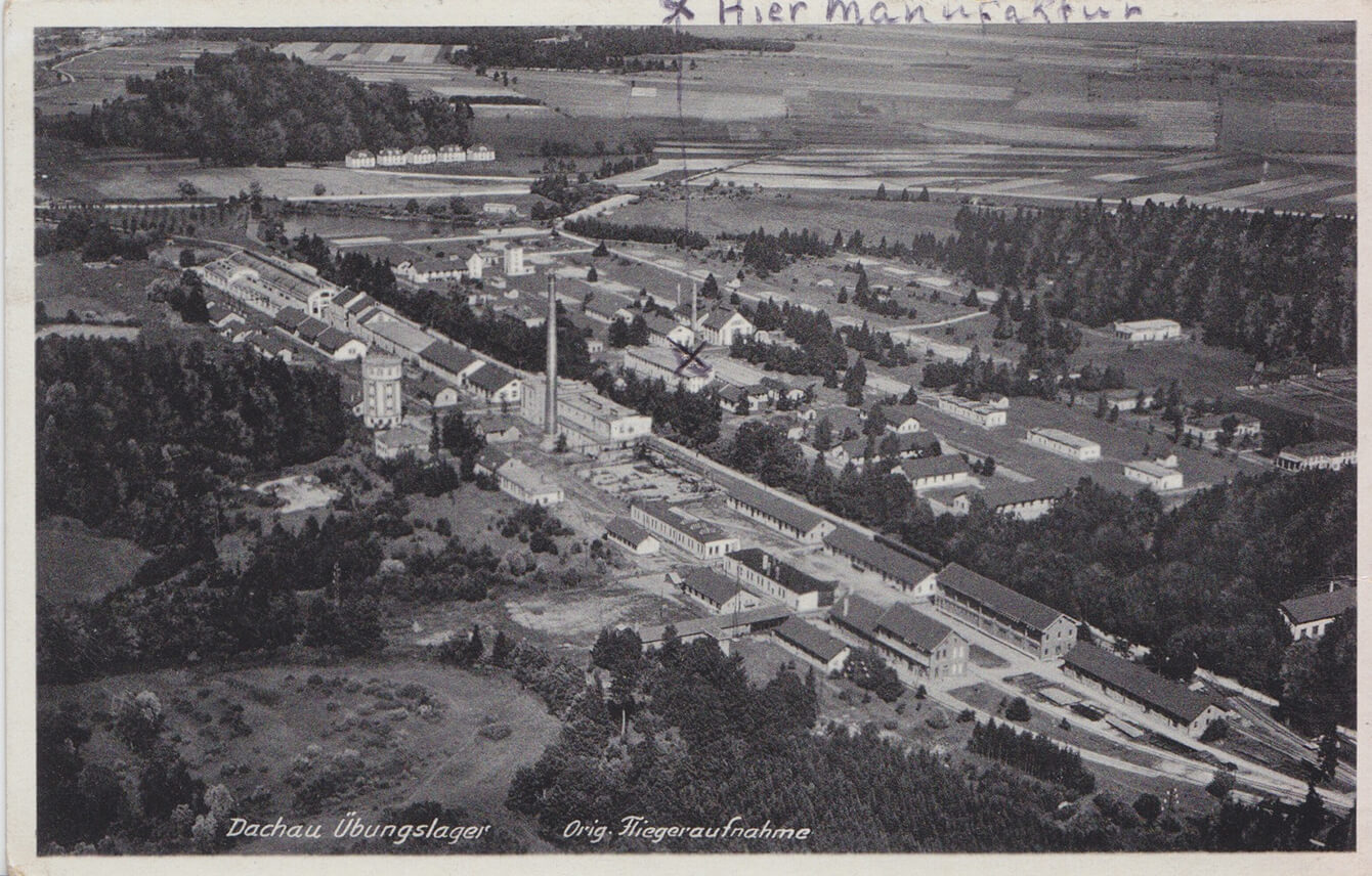 Postkarte eines SS-Mannes mit handschriftlicher Markierung der Porzellanmanufaktur (1938). 