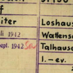 Schreibstubenkarte des Sinto Josef Steinbach aus dem KZ Dachau