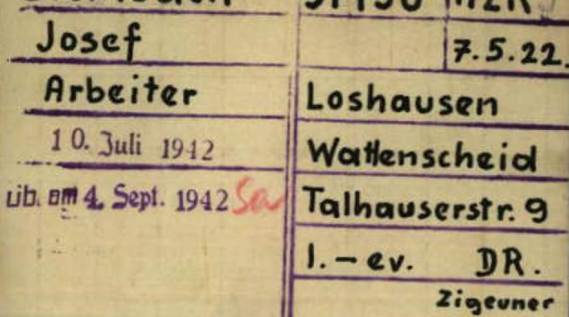 Schreibstubenkarte des Sinto Josef Steinbach aus dem KZ Dachau