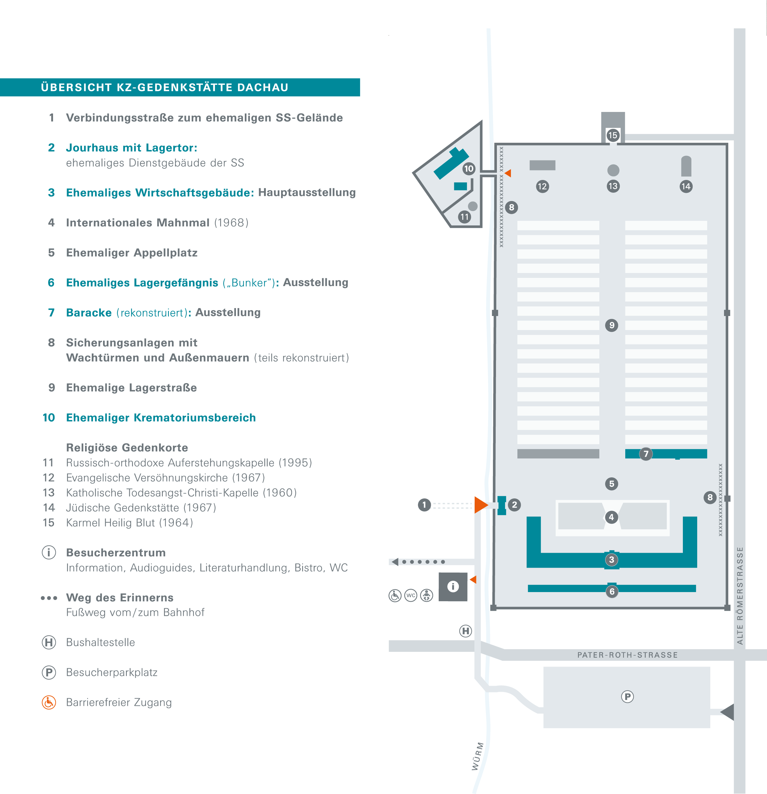 Übersichtskarte der Gedenkstätte Dauchau