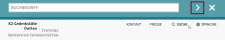 Screenshot Kopfzeile. Markierter Pfeil in der aufgeklappten Suchleiste.