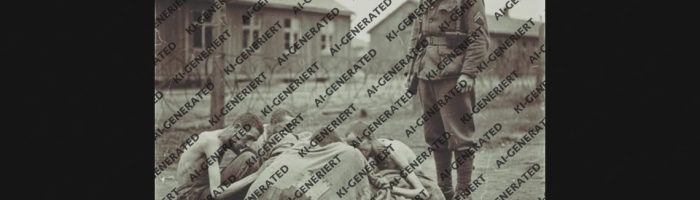 KI-generiertes Bild einer angeblichen Situation im KZ Dachau, Facebook Post “The Blanket of Strangers”, Screenshot 26.08.2025