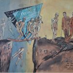 Aquarell- und Tuschezeichnung von Georg Tauber, 1946 Titel: ‚Die Last‘ zu dem Problem 'Die Vergessenen!'.