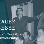 Ausschnitt des Werbeplakats zur Sonderausstellung Dachauer Prozesse.