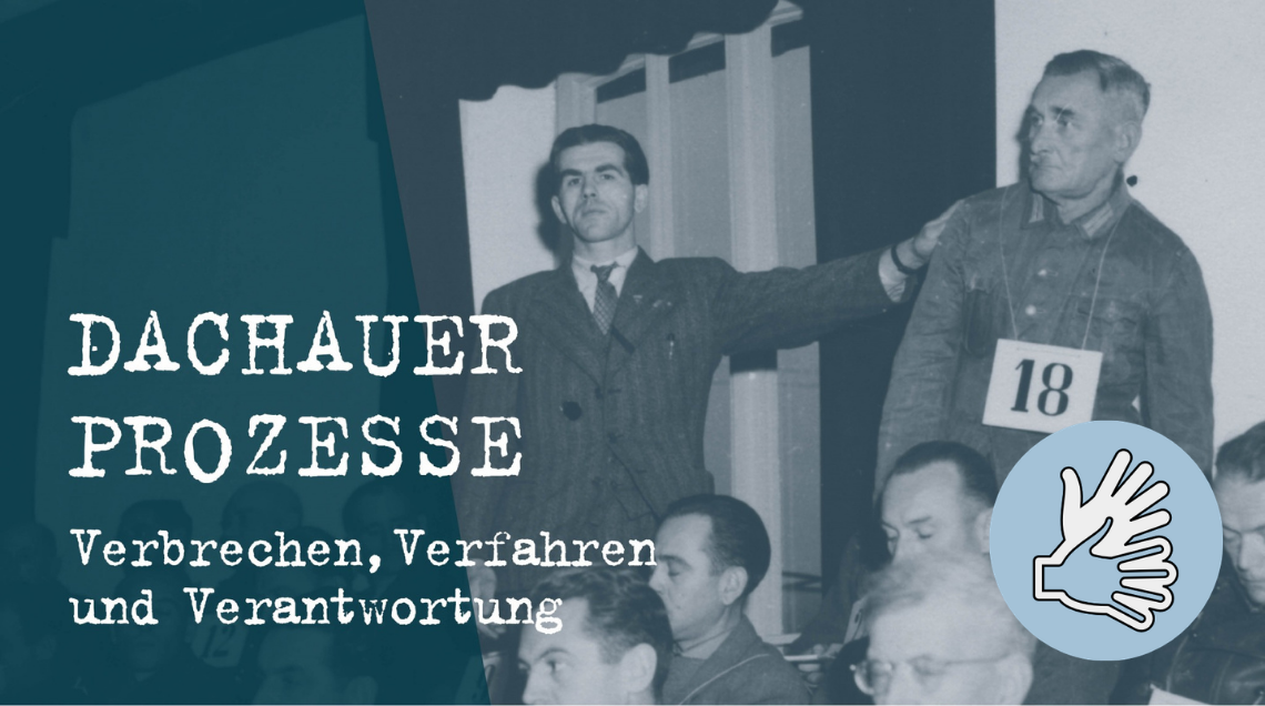 Ausschnitt des Werbeplakats zur Sonderausstellung Dachauer Prozesse.